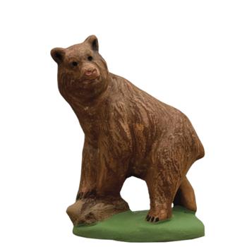 Visuel 1 du produit Santon animaux pour crèche ou village de Noël ours coloris marron en argile - H 6,4 cm