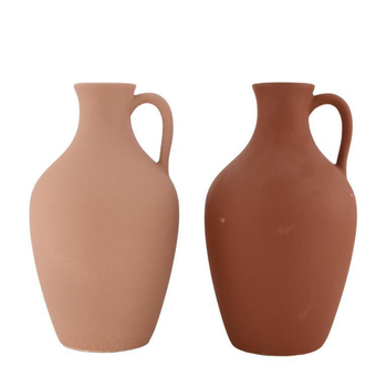 Visuel 1 du produit Vase amphore en terre cuite coloris terracotta pour fleurs séchées - (produit vendu à l'unité, livré aléatoirement parmi deux coloris)