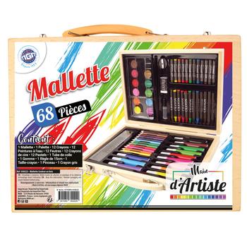 Visuel 1 du produit Malette en bois de dessin et peinture Main d’artiste - les 68 pièces