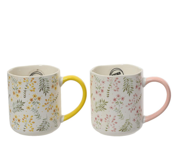 Visuel 1 du produit Mug en porcelaine avec fleurs multicolores - Ø 8 x H 10 cm