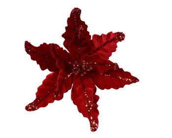 Visuel 1 du produit Fleur artificielle de Poinsettia en velours rouge - Ø 44 x H 17 cm