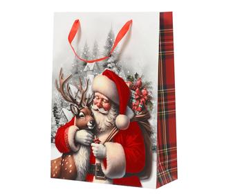 Visuel 1 du produit Sac cadeau en papier à motif Père Noël rouge 48 cm - 42 x 16 x 48 cm