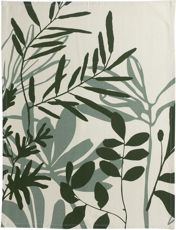 Visuel 1 du produit Torchon en coton motif végétal vert Majda - 50 x 70 cm