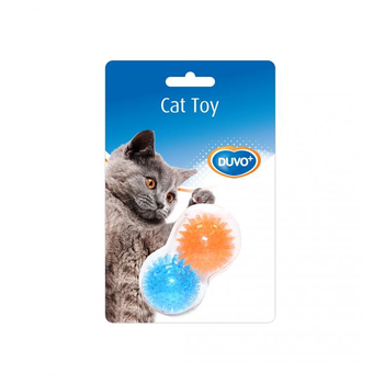 Visuel 1 du produit Jouet pour chat en caoutchouc TPR coloris orange et bleu balles hérissons Duvoplus - 8 x 4,5 x 4,5 cm