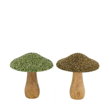 Visuel 1 du produit Champignon en bois de manguier avec chapeau en perles - Ø 13 x 15 cm