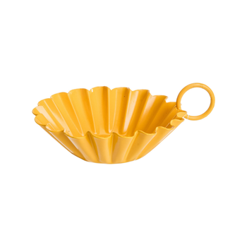 Visuel 1 du produit Porte-bougie forme fleur avec anse en métal jaune - 10,5 x 9 x 4 cm