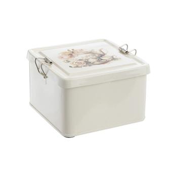 Visuel 1 du produit Boîte à thé carrée en acier galvanisé blanc - 14,5 x 14,5 x 9,5 cm
