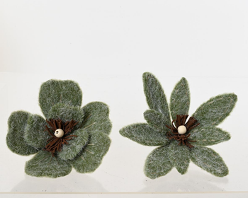 Visuel 1 du produit Fleur de poinsettia vert romarin sur clip - Ø 20 cm