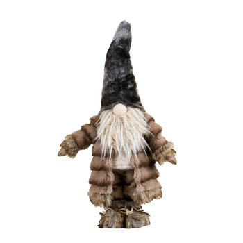 Visuel 1 du produit Peluche décorative de Noël gnome bonnet fourrure en polyester coloris marron - petit modèle H 71 cm