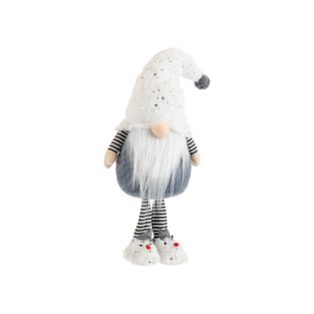 Visuel 1 du produit Gnome gris et blanc debout avec chaussons renne petit modèle - 61 cm