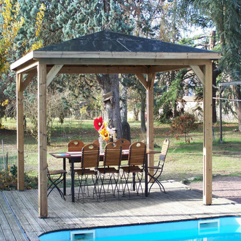 Visuel 1 du produit Pool house Blueterm Foresta bois coloris beige en bois traité haute température - 3,79 x 3,79 m