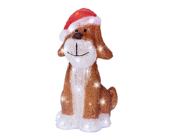 Visuel 1 du produit Chien marron lumineux en acrylique à 30 LED blanc froid sur piles pour extérieur - 30 cm