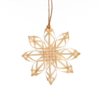 Visuel 1 du produit Suspension décorative étoile tressée coloris beige en bambou - 15 cm