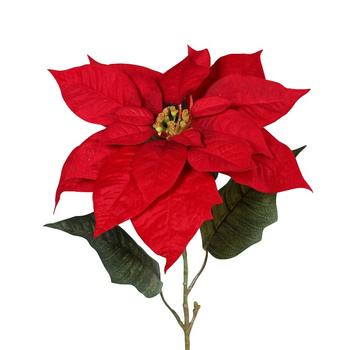 Visuel 1 du produit Tige artificielle de poinsettia bordeaux - 74 cm