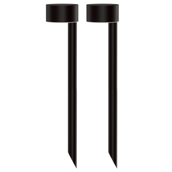 Visuel 1 du produit Set de 2 balises solaires Forty blanc chaud coloris noir en aluminium - 7,6 x 7,6 x 30 cm