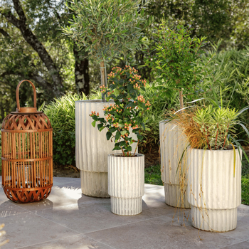Visuel 1 du produit Pot haut Sorrento coloris beige en céramique - 35 x Ø 23 cm