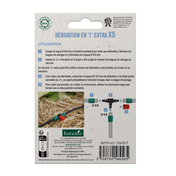 Visuel 1 du produit 5 tés extra + 5 bouchons extra Ø 4/6 mm botanic® - Arrosage goutte à goutte