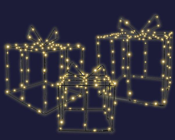 Visuel 1 du produit Lot de 3 décorations lumineuses micro LED intérieur et extérieur coloris blanc chaud - 250 LEDS