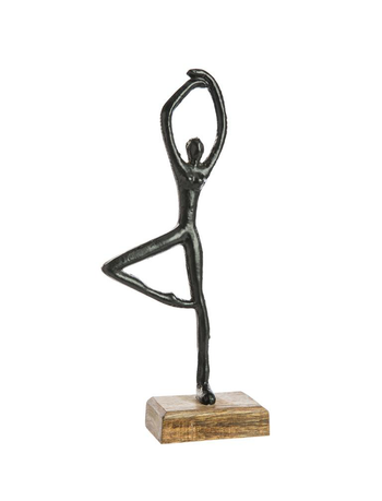 Visuel 1 du produit Figurine décorative ballerine coloris noir en aluminium et bois - 30 x 8 x 6,5 cm