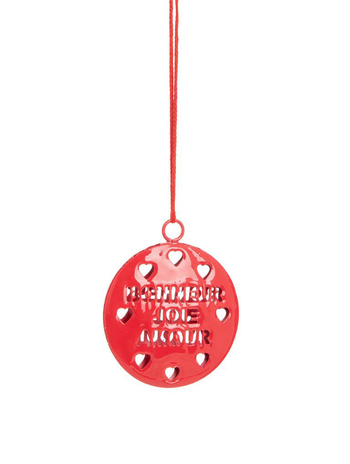 Visuel 1 du produit Suspension décorative messages coloris rouge en métal - 8 x 1 x 8 cm