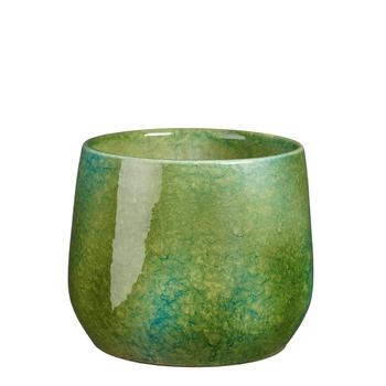 Visuel 1 du produit Pot rond coloris vert en terre cuite Hugo Mica Decoration - 17 x Ø 19 cm
