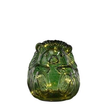 Visuel 1 du produit Hérisson décoratif en verre vert à 10 LED - Ø 12 x H 14 cm