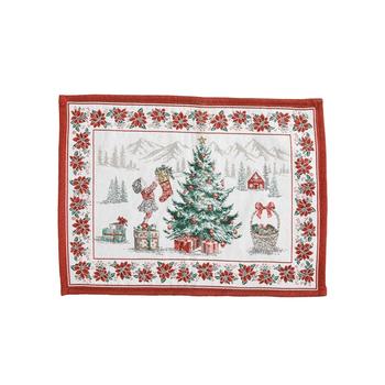 Visuel 1 du produit Set de table en coton et polyéthylène blanc à motif de Noël rouge Chorale - 50 x 35 cm