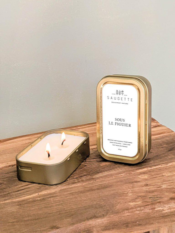 Visuel 1 du produit Bougie parfumée 2 mèches Les P’tites Saugettes senteur Sous le figuier - 60 g