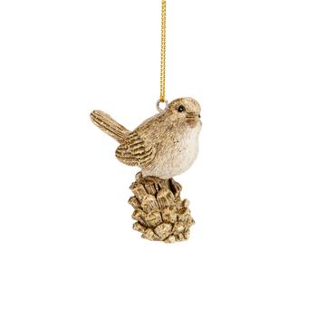 Visuel 1 du produit Oiseau à suspendre en polyrésine or - 5 x 3,5 x 6 cm
