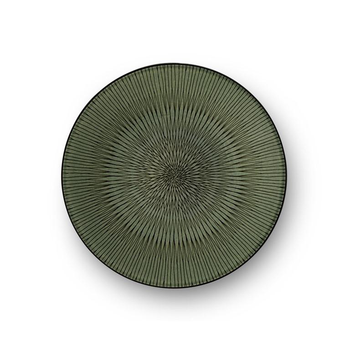 Visuel 1 du produit Assiette à dessert en grès Hypnose coloris vert et noir - Ø 20,5 cm