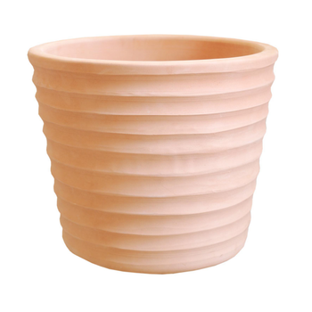 Visuel 1 du produit Pot conique en terre cuite coloris beige Poterie du Bousquet Strié - Ø 55 x H 46 cm
