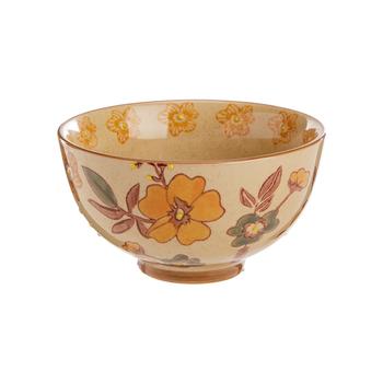 Visuel 1 du produit Coffret de 4 coupelles en grès beige décoré fleurs multicolores Aveline - Ø 11 x H 7 cm