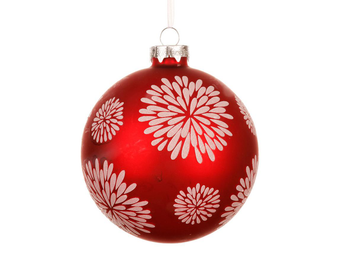 Visuel 1 du produit Boule en verre mate rouge avec décor feu d’artifice - Ø 10 cm