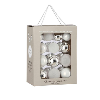 Visuel 1 du produit Boîte de 26 boules de Noël en verre blanc - Ø 7 cm