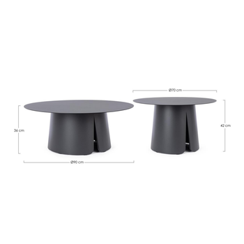Visuel 1 du produit Set de 2 tables basses en aluminium anthracide Bizzotto Bryan
