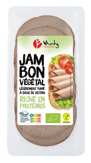 Visuel 1 du produit Jambon végétal légèrement fumé bio Wheaty – 100 g