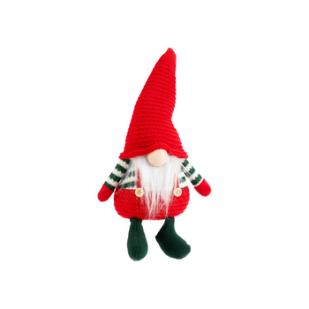 Visuel 1 du produit Gnome rouge assis avec pull rayé vert - 47 cm