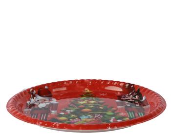 Visuel 1 du produit Plateau rouge motif sapin et casse-noisette - Ø 35,5 cm