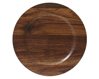 Visuel 1 du produit Assiette décorative en polypropylène aspect bois brun - Ø 33 cm