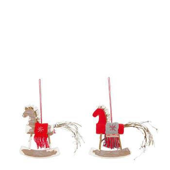 Visuel 1 du produit Décoration à suspendre cheval à bascule rouge et gris - 20 x 3 x 19 cm