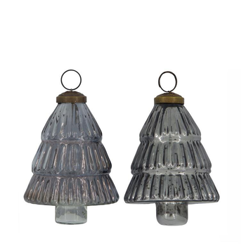 Visuel 1 du produit Boule à suspendre forme sapin en verre recyclé gris - 10 x 10 x 10 cm