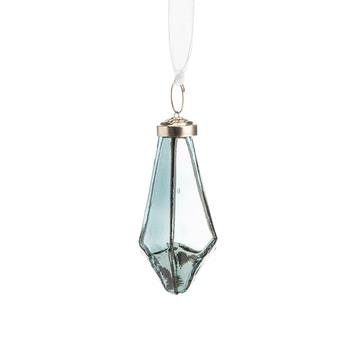 Visuel 1 du produit Suspension breloque en verre bleu brillant et métal - 9,5 x 4,5 cm