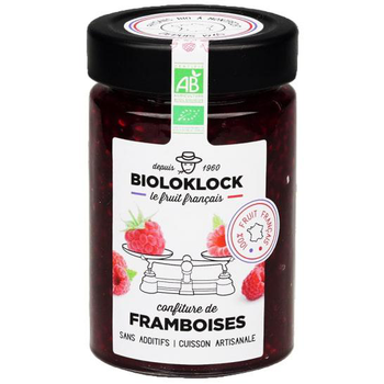 Visuel 1 du produit Confiture de framboises bio en pot de verre Bioloklock - 230 g