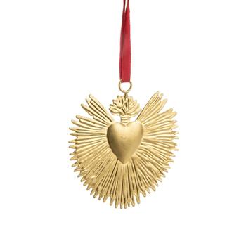Visuel 1 du produit Suspension cœur en métal doré - 8,5 x 8 cm
