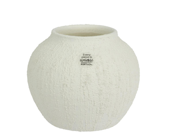 Visuel 1 du produit Vase rond en terre cuite blanc - Ø 20 x H 16 cm