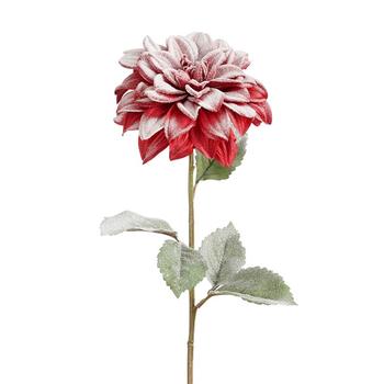 Visuel 1 du produit Tige artificielle de dahlia givré à paillettes rouges - 66 cm