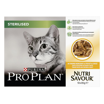 Visuel 1 du produit Pack de sachets au poulet pour chat stérilisé Purina Pro Plan – 10 x 85 gr