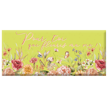 Visuel 1 du produit Mini tablette chocolat lait « Pour toi qui fleuris ma vie » Art Grafik - 30 g