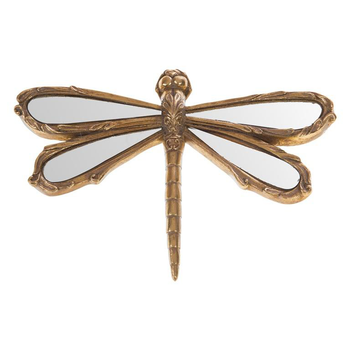 Visuel 1 du produit Miroir mural or forme libellule - 18 x 10 x 3,5 cm