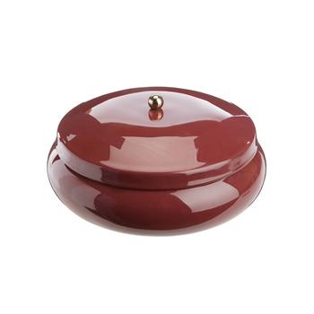 Visuel 1 du produit Boîte ronde en métal bordeaux - Ø 18,5 x H 9,5 cm